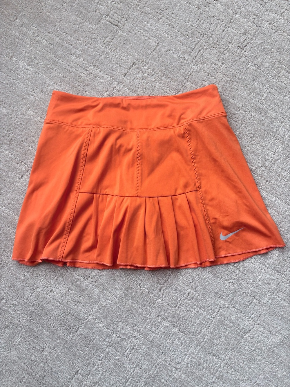Nike Bright Orange Pleated Athletic Mini Skirt